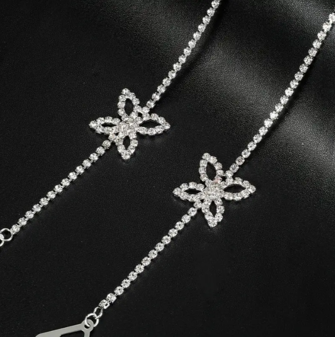 Elegant Sparkling Butterfly Body Chain - Adjustable Rhinestone Shoulder Strap, Chic Off-Shoulder Accessory for Parties & Daily Wear