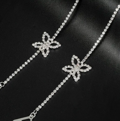 Elegant Sparkling Butterfly Body Chain - Adjustable Rhinestone Shoulder Strap, Chic Off-Shoulder Accessory for Parties & Daily Wear
