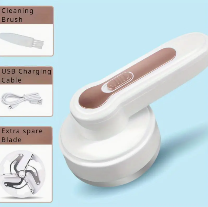 Fabric Shaver with One More Blade, Electric Lint Remover, USB Rechargeable Sweater Shaver, Power Lint Shaver, Fuzz Remover, Pilling Remover, Portable Hairball Trimmer for Clothes, Bedding, Furniture, Carpet, Sofa, Cleaning Supplies, Cleaning Gadgets