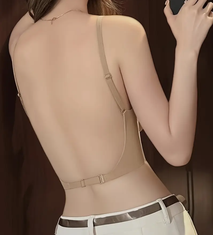 2025 New Women's U-Shaped Push-Up Bra | Large Backless Design, Excessive Cup, Non-Removable Pads, Medium Support, Elegant Cartoon Chest Enhancement for Summer