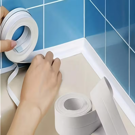 4 Rolls of Self-Adhesive Caulk Tape | Durable, Easy to Use for Bathroom & Kitchen Sealing - Instant Application, No Tools Needed, Peel & Stick