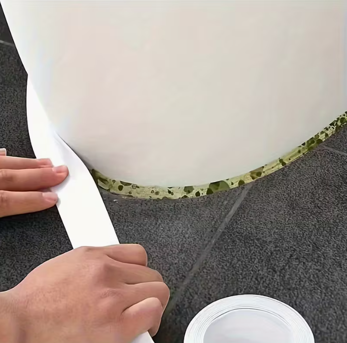 4 Rolls of Self-Adhesive Caulk Tape | Durable, Easy to Use for Bathroom & Kitchen Sealing - Instant Application, No Tools Needed, Peel & Stick